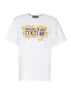 Versace Jeans Couture Baroque Outline Logo T-shirt In Blanco