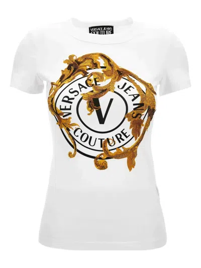Versace Jeans Couture Baroque-logo T-shirt In White