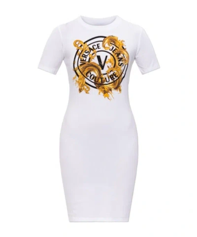 Versace Jeans Round Neck Dress In White