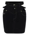 Versace Jeans Couture Baroque Buckle Denim Mini Skirt In Black