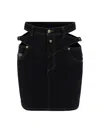 Versace Jeans Couture Baroque Buckle Denim Mini Skirt In Black Black