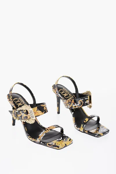 Versace Jeans Couture Baroque Motif Faux Leather Emily Sandals With In Multi