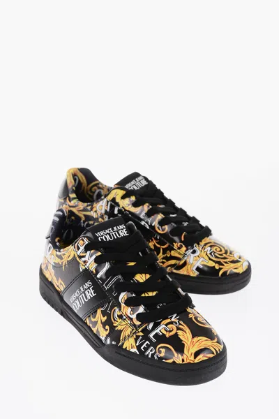 Versace Jeans Couture Baroque Motif Patent Leather Brooklyn Low-top In Multi