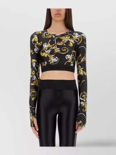 VERSACE JEANS COUTURE "BAROQUE OUTLINE" CROPPED TOP