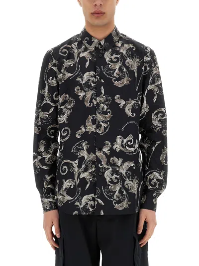 Versace Jeans Couture Printed Shirt In Black