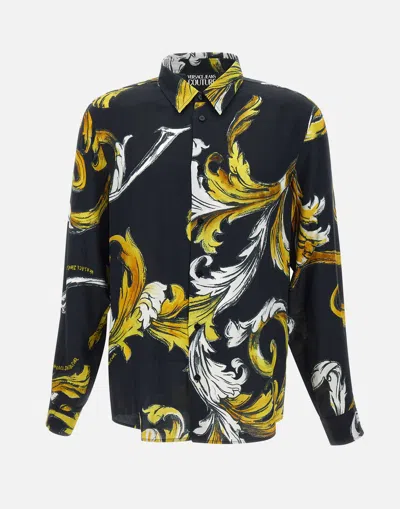 Versace Jeans Couture Baroque Pattern Black Viscose Shirt