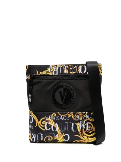 Versace Jeans Couture Baroque Pattern-print Shoulder Bag In Black