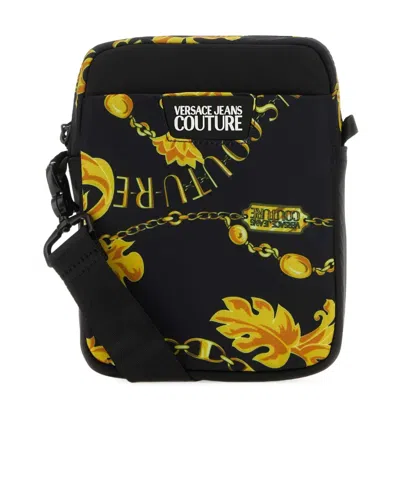 Versace Jeans Couture Baroque Pattern Printed Small Shoulder Bag In Black