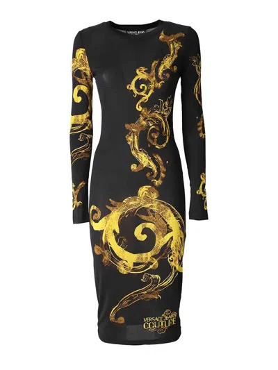 VERSACE JEANS COUTURE BAROQUE PLACED DRESS