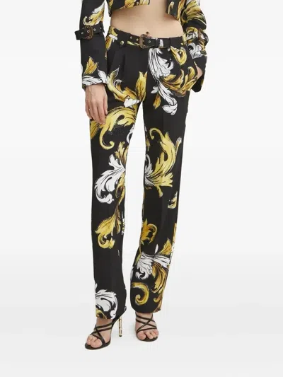 Versace Jeans Couture Baroque-print Belted Trousers In Multi