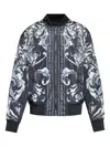 Versace Jeans Couture Baroque-print Bomber Jacket In Black
