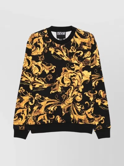 VERSACE JEANS COUTURE BAROQUE PRINT CREW NECK LONG SLEEVE SWEATSHIRT