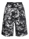Versace Jeans Couture Baroque-print Drawstring Shorts In Black