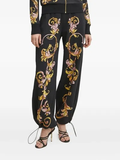Versace Jeans Couture Baroque-print Drawstring Trousers In Black