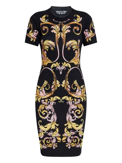 Versace Jeans Couture Baroque-print Dress In Black