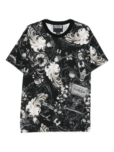 Versace Jeans Couture Baroque-print Feather T-shirt In Multi