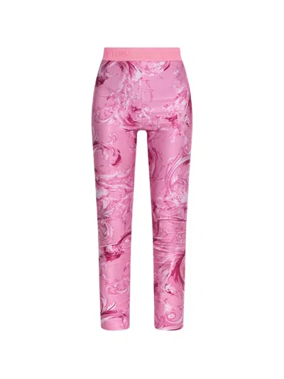 Versace Jeans Couture Baroque-print Leggings In Pink