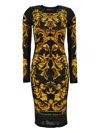 Versace Jeans Couture Baroque-print Long-sleeve Dress In Black