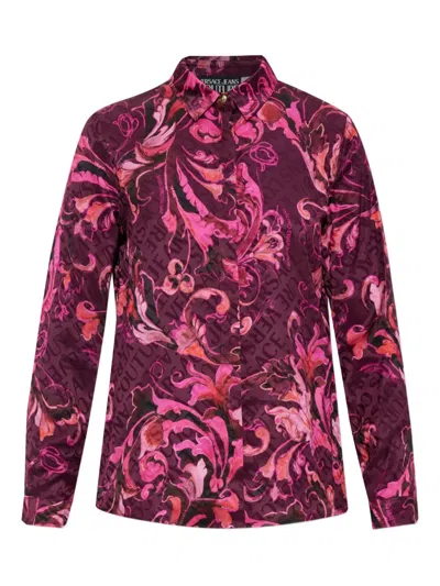 Versace Jeans Couture Baroque-print Long-sleeve Shirt In Red