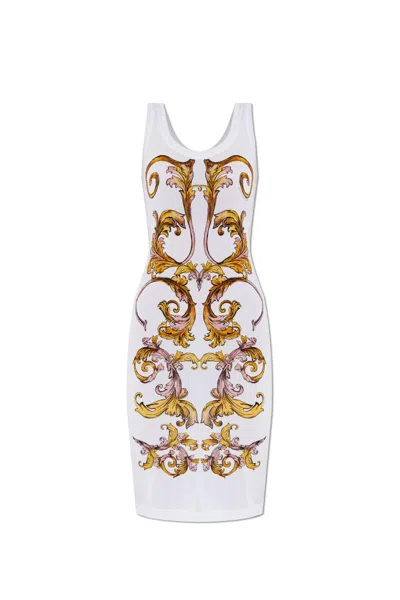 Versace Jeans Couture Baroque Print Midi Dress In White