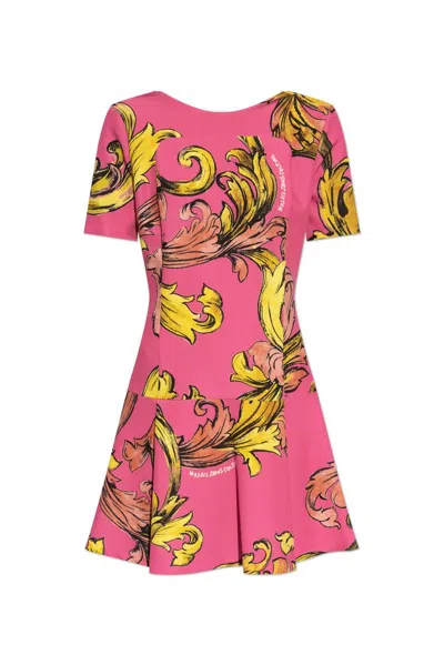 Versace Jeans Couture Printed Mini Dress In Pink