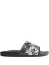 Versace Jeans Couture Baroque Print Open Toe Sandals In Multi