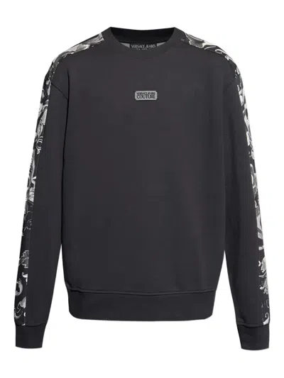 Versace Jeans Couture Baroque-print Panelled Sweatshirt In Black