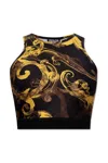 Versace Jeans Couture Baroque Print Racerback Top In Black/gold
