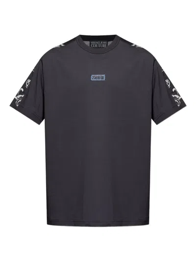 Versace Jeans Couture Baroque-print Sleeve-detail T-shirt In Black