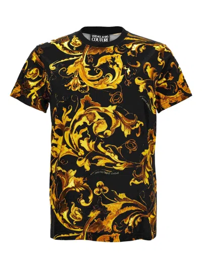 Versace Jeans Couture Baroque-print T-shirt In Black
