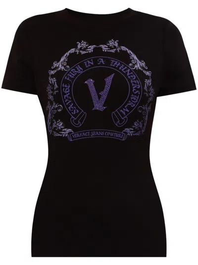 Versace Jeans Couture Baroque-print T-shirt In Black