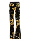 Versace Jeans Couture Baroque-print Velvet Trousers In Black