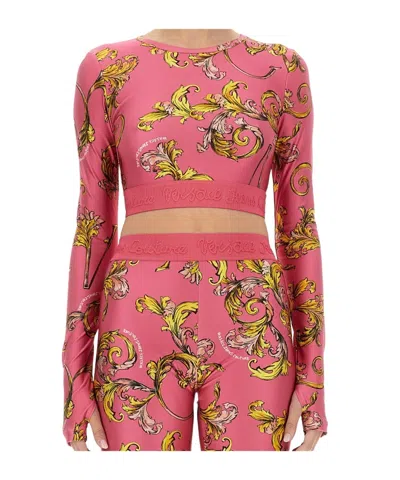 VERSACE JEANS VERSACE JEANS COUTURE BAROQUE PRINTED CROPPED TOP