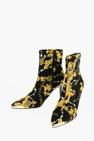 Versace Jeans Couture Baroque Printed Point Toe Scarlett Sock Boots
