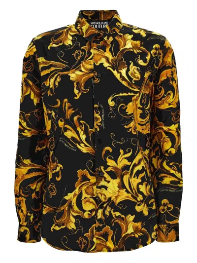 Versace Jeans Couture Baroque Printed Shirt In Black