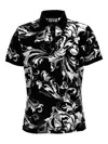Versace Jeans Couture Baroque Design Short Sleeve Polo T-shirt In Black