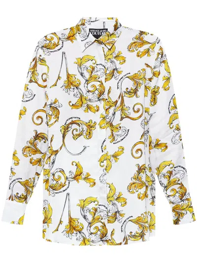 Versace Jeans Couture Shirt With Outline Barocco Print In White