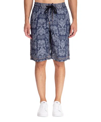 Versace Jeans Couture Baroque Shorts In Blue