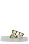 Versace Jeans Couture White & Gold Outline Barocco Arizona Sandals