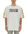 Versace Jeans Couture Oversized T-shirt With Bold Logo And Intricate Patterned Sleeves In White
