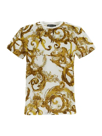 Versace Jeans Couture Printed Cotton T-shirt In Black