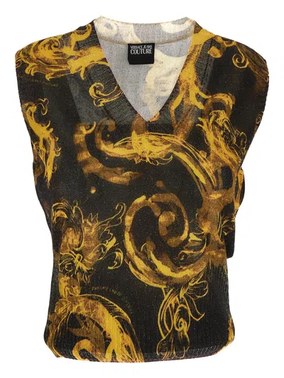 Versace Jeans Couture Baroque Top In Black