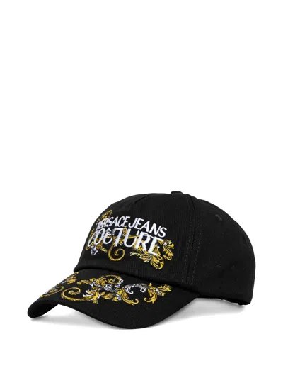 Versace Jeans Couture Baroque-pattern Baseball Cap In Black