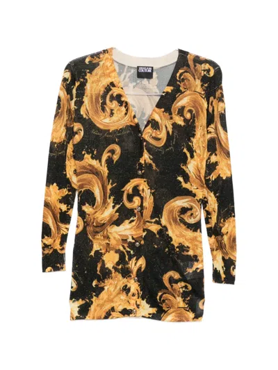 Versace Jeans Couture Baroque-print Cardigan In Black
