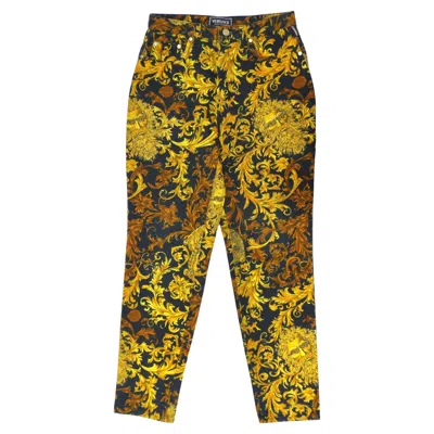 Pre-owned Versace Jeans Couture Baroque-print Cropped Jeans In Brown