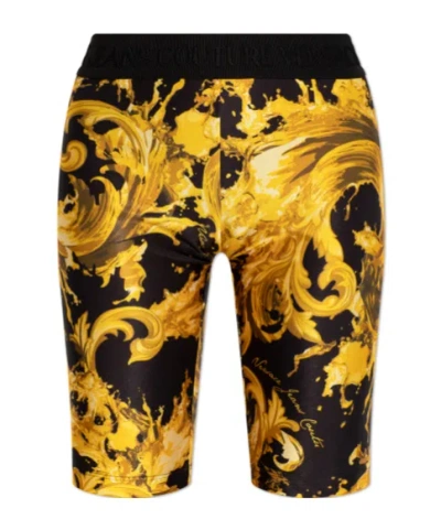 Versace Jeans Couture Baroque-printeded Short Leggings In Black