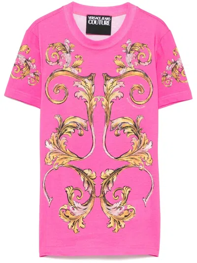 Versace Jeans Couture Barroco-print T-shirt In Pink