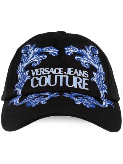 Versace Jeans Couture Baseball Cap With Cut In The Middle Hat Accessories In Black
