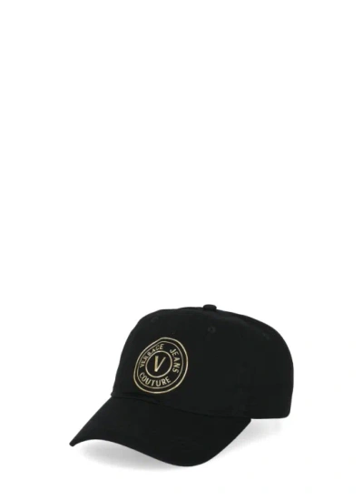 Versace Jeans Couture Baseball Cap With Vemblem Logo In Black