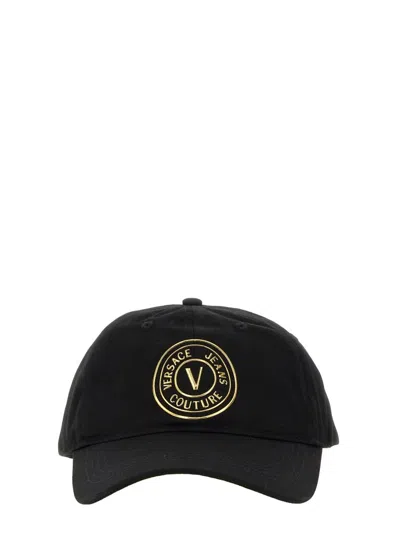 Versace Jeans Couture Baseball Hat With Logo In Black/gold